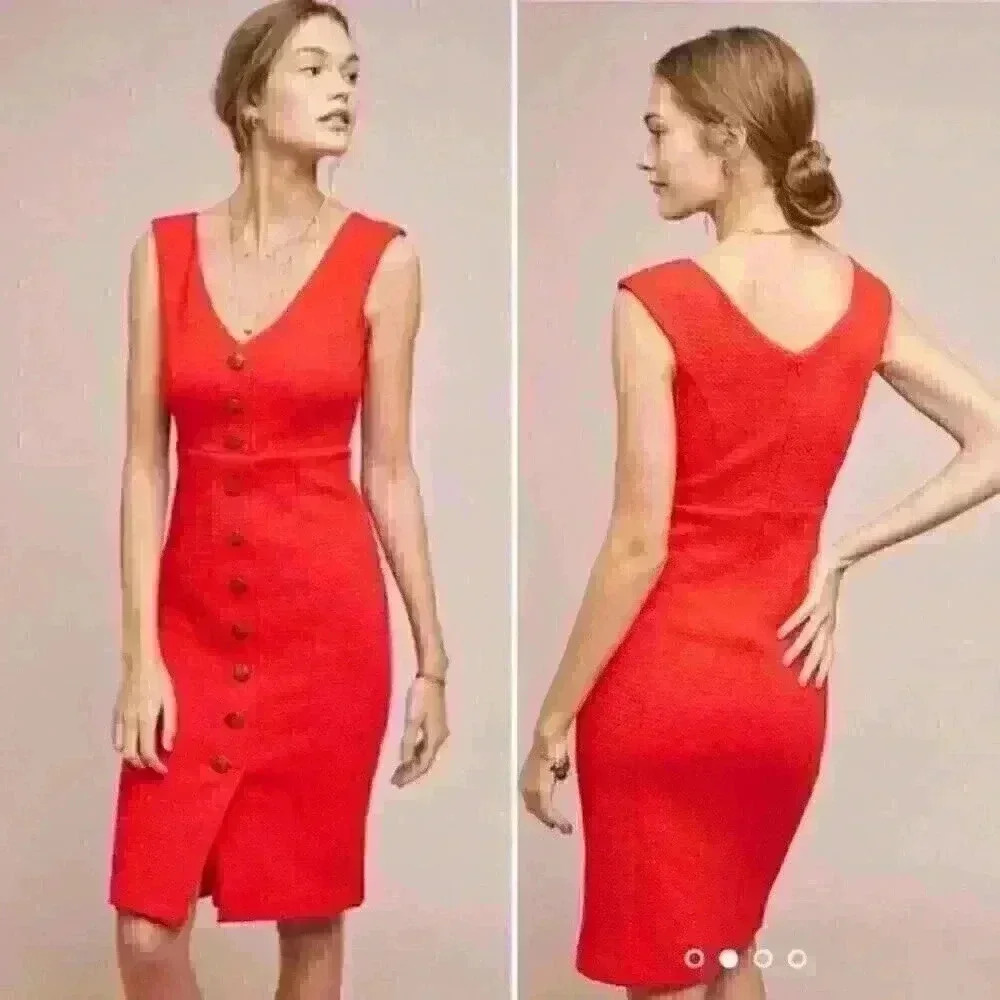 Maeve Red Button-Down Dress